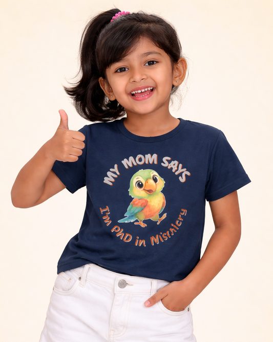 Kukoos Cute Parrot Printed T-Shirt for Girls | Tiny Storytellers