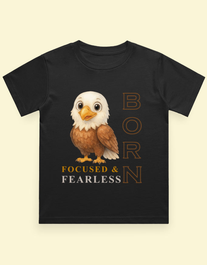 Kukoos Adorable Eagle Printed T-Shirt for Boys Black Front
