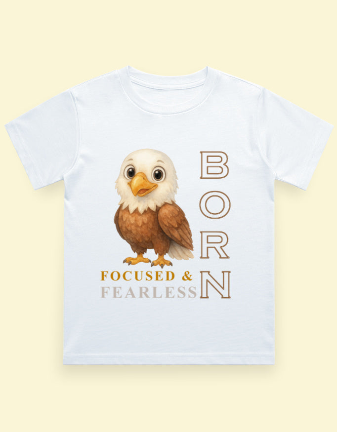 Kukoos Adorable Eagle Printed T-Shirt for Boys White Front