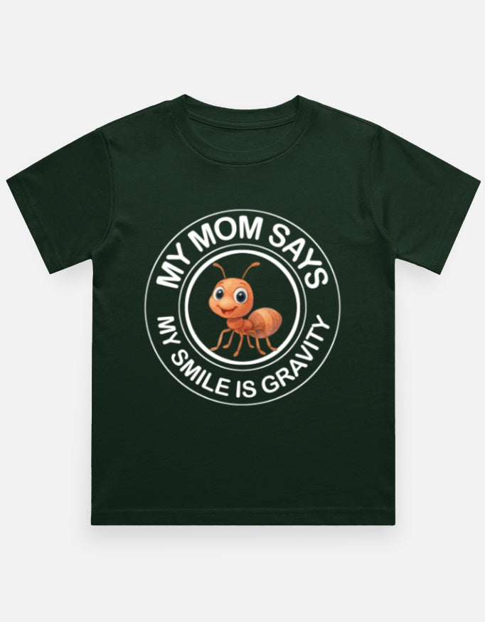 Kukoos Cute Ant Printed T-Shirt for Boys Bottle Green Front