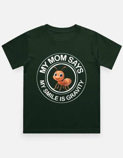 Kukoos Cute Ant Printed T-Shirt for Boys Bottle Green Front