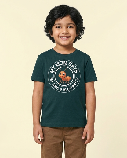 Kukoos Cute Ant Printed T-Shirt for Boys Petrol Blue Front