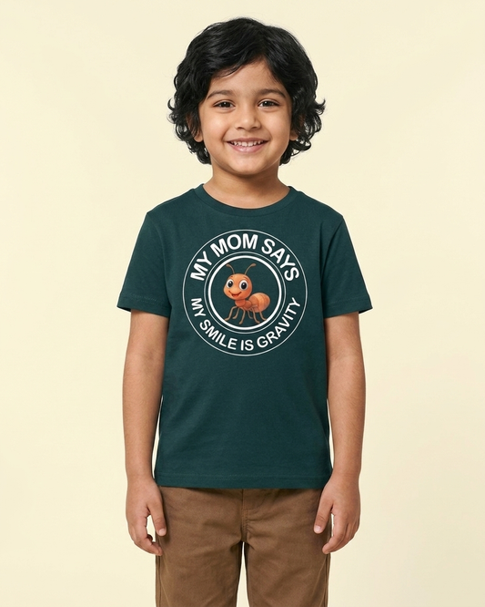 Kukoos Cute Ant Printed T-Shirt for Boys Petrol Blue Front