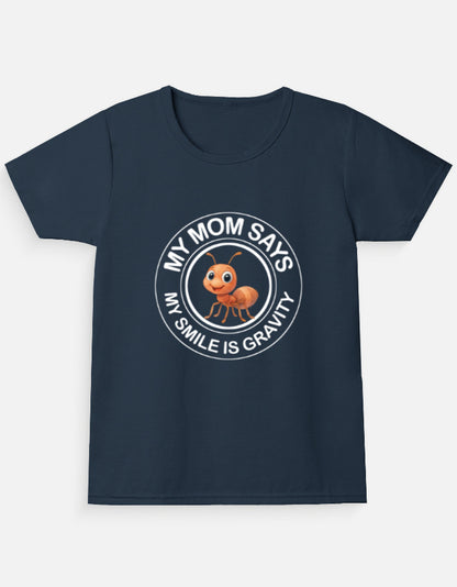Kukoos Cute Ant Printed T-Shirt for Girls Navy Blue Front