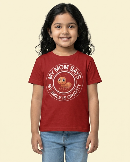 Kukoos Cute Ant Printed T-Shirt for Girls Red Front