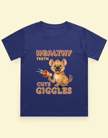Kukoos Cute Hyena Printed T-Shirt for Boys Royal Blue Front 01