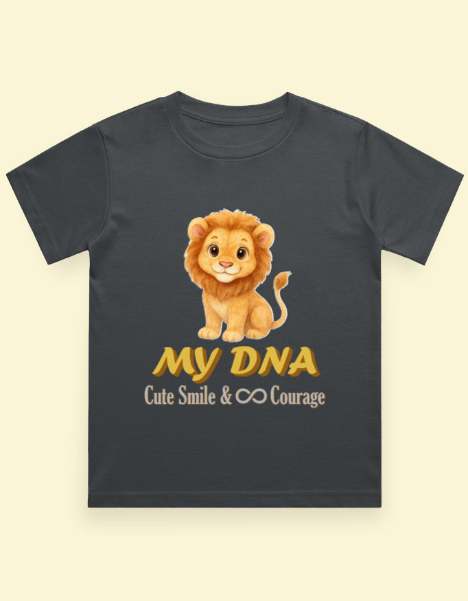 Kukoos Cute Lion Printed T-Shirt for Boys Steel Grey Front