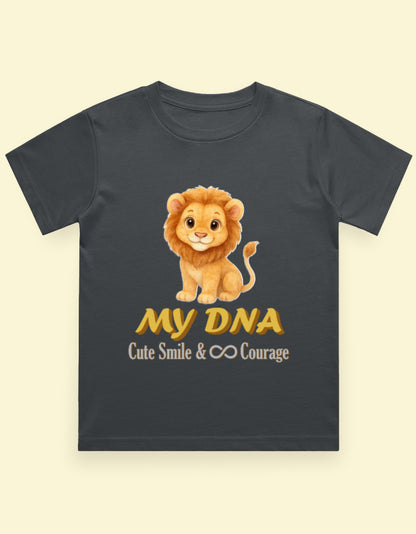 Kukoos Cute Lion Printed T-Shirt for Boys Steel Grey Front