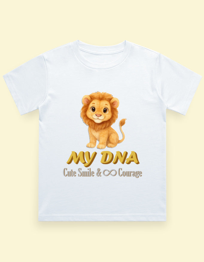 Kukoos Cute Lion Printed T-Shirt for Boys White Front