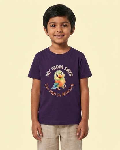 Kukoos_Cute_Parrot_Printed_T-Shirt_for_Boys_Purple_Color_Front