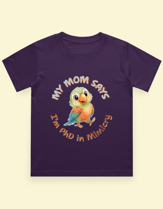 Kukoos Cute Parrot Printed T-Shirt for Boys Purple Front