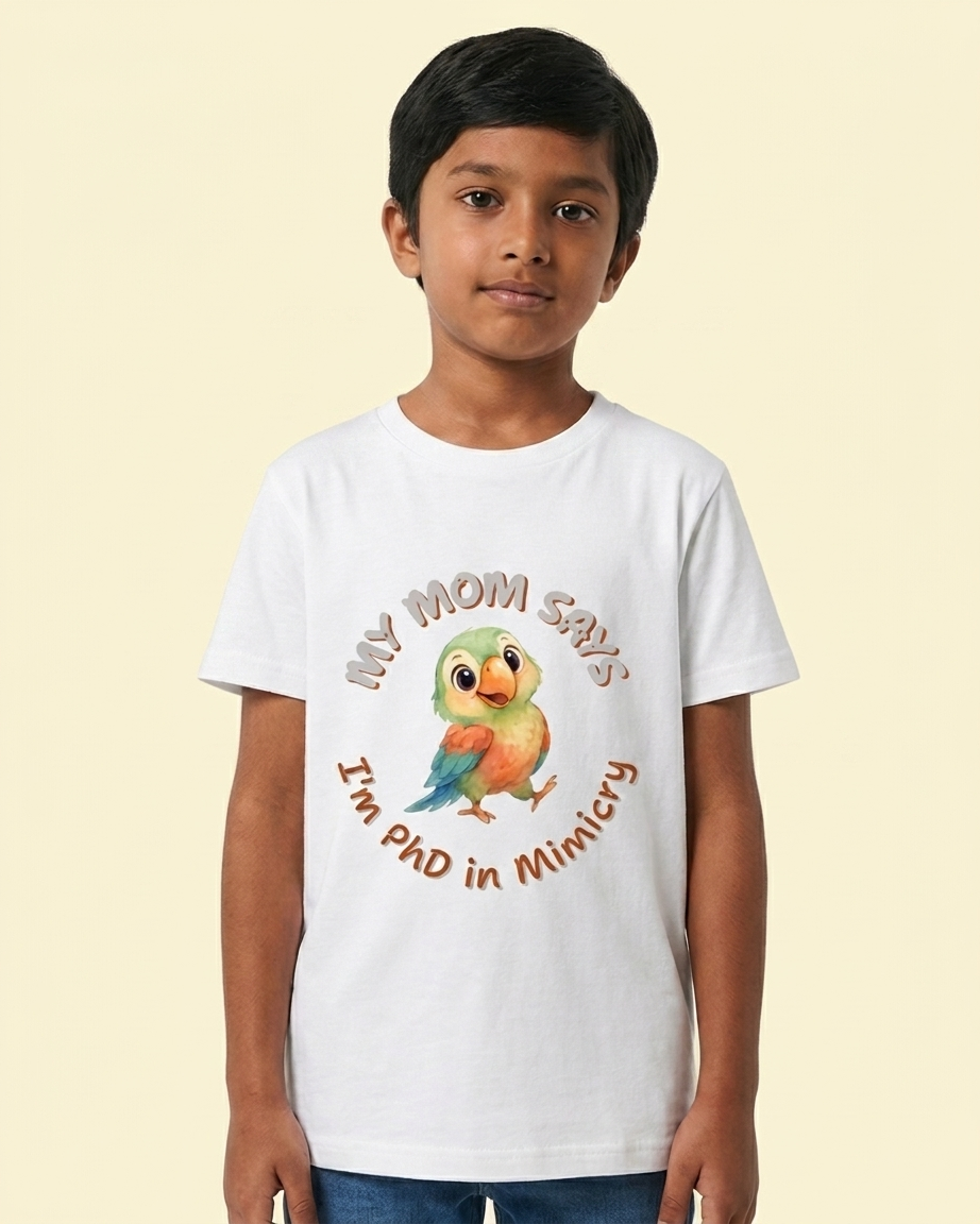 Kukoos_Cute_Parrot_Printed_T-Shirt_for_Boys_White_Color_Front