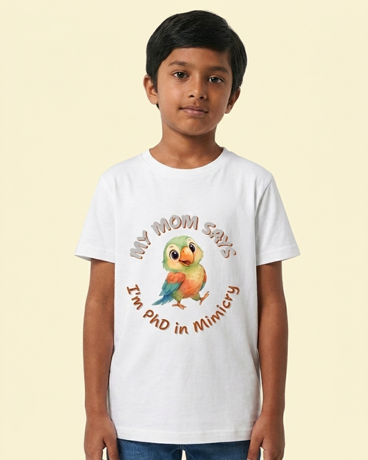 Kukoos_Cute_Parrot_Printed_T-Shirt_for_Boys_White_Color_Front