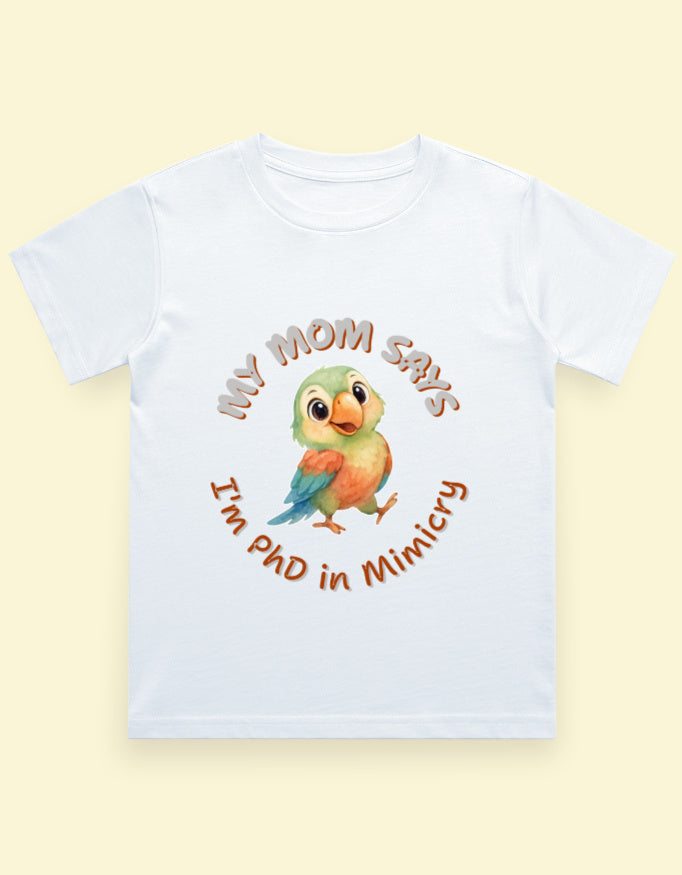 Kukoos Cute Parrot Printed T-Shirt for Boys White Front