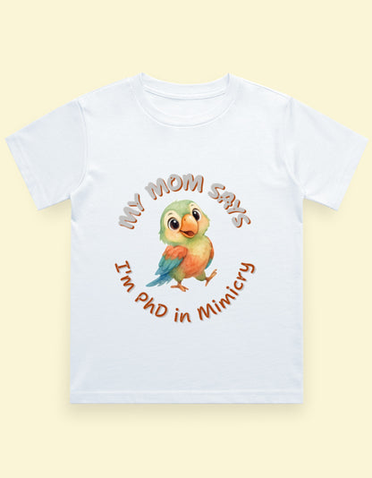Kukoos Cute Parrot Printed T-Shirt for Boys White Front