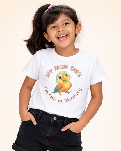 Kukoos Cute Parrot Printed T-Shirt for Girls | Tiny Storytellers