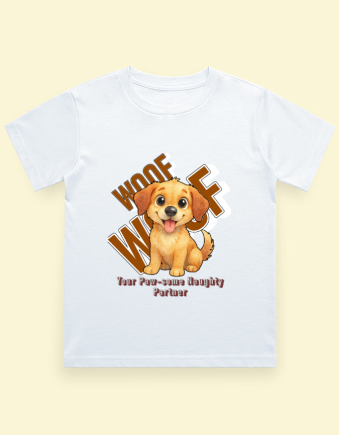 Kukoos Cute Puppy Printed T-Shirt for Boys White Front